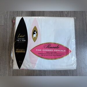 Vintage Penneys Percale Sheet Twin Bed 72x108 White J.C Penney 100% Cotton NEW